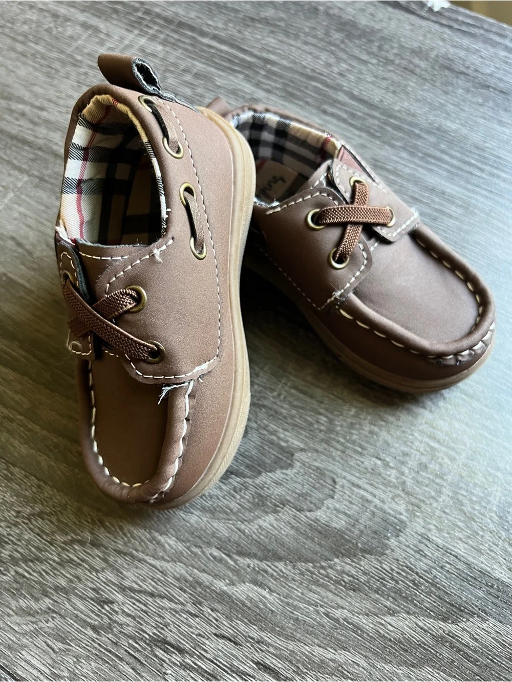 Stepping Stones Toddler Boat Shoes Size 4 Brown Casual Dress Shoes